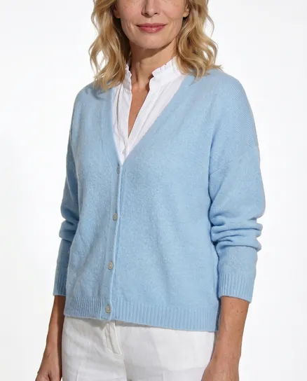 Strickjacke mit Alpaka in hellblau von Made in Italy