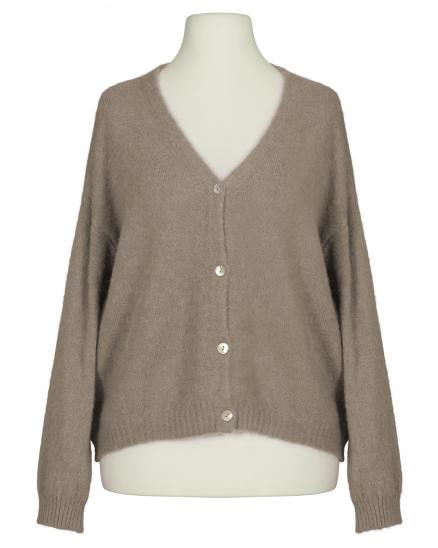 Strickjacke mit Alpaka in hellbraun von Made in Italy
