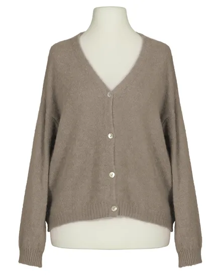 Strickjacke mit Alpaka in hellbraun von Made in Italy