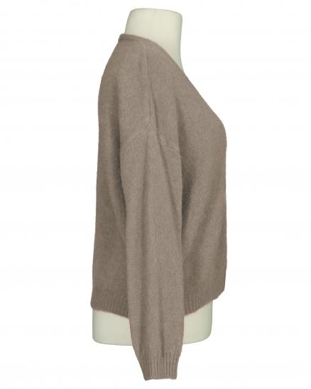Strickjacke mit Alpaka in hellbraun von Made in Italy