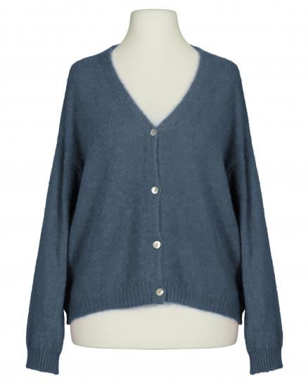 Strickjacke mit Alpaka in jeansblau von Made in Italy