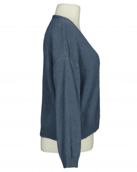 Strickjacke mit Alpaka in jeansblau von Made in Italy