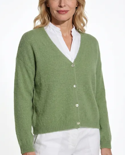 Strickjacke mit Alpaka in khaki von Made in Italy