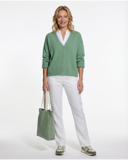 Strickjacke mit Alpaka in lindgr�n von Made in Italy