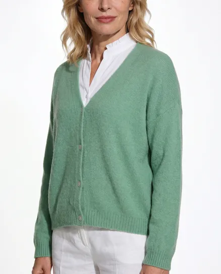 Strickjacke mit Alpaka in lindgr�n von Made in Italy