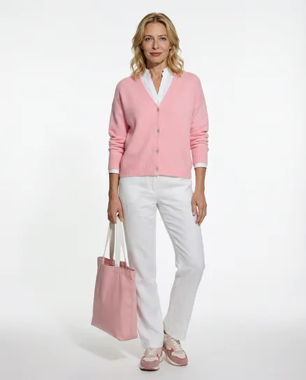 Strickjacke mit Alpaka in rosa von Made in Italy