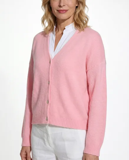 Strickjacke mit Alpaka in rosa von Made in Italy