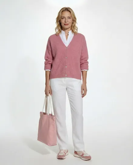 Strickjacke mit Alpaka in rosenholz von Made in Italy