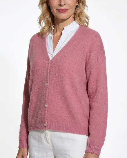 Strickjacke mit Alpaka in rosenholz von Made in Italy