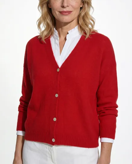 Strickjacke mit Alpaka in rot von Made in Italy