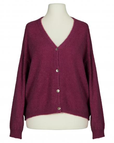 Strickjacke mit Alpaka in rubinrot von Made in Italy