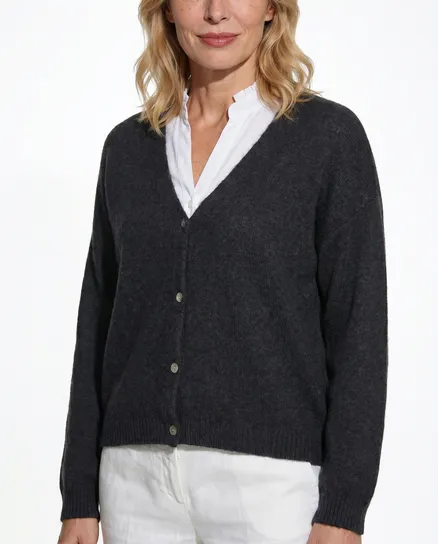 Strickjacke mit Alpaka in schwarz von Made in Italy
