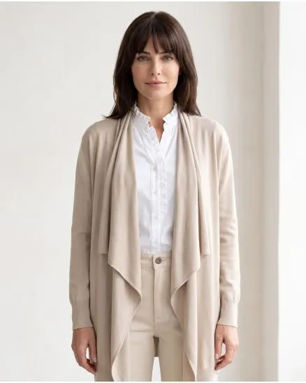 Strickjacke mit Cashmere in beige von Pronto Moda