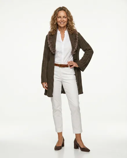 Strickjacke mit Cashmere in braun von Spaziodonna