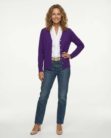 Strickjacke mit Cashmere in lila von Made in Italy