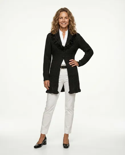 Strickjacke mit Cashmere in schwarz von Spaziodonna