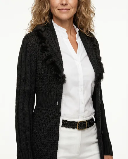 Strickjacke mit Cashmere in schwarz von Spaziodonna