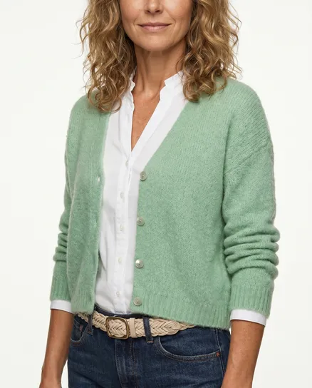 Strickjacke mit Mohair in mint von Made in Italy