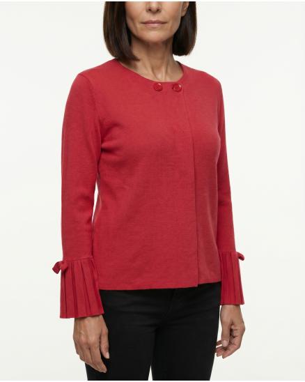 Strickjacke mit Plisseearm in rot von Spaziodonna