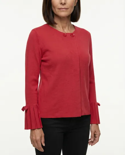 Strickjacke mit Plisseearm in rot von Spaziodonna