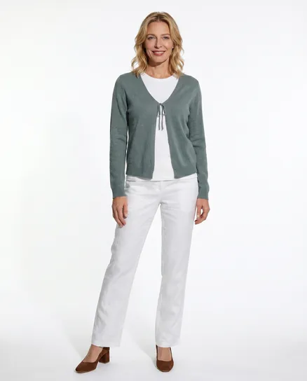 Strickjacke mit Spitze in lindgr�n von Pronto Moda