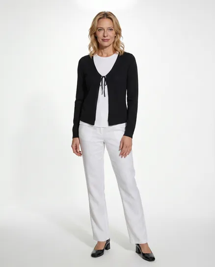 Strickjacke mit Spitze in schwarz von Pronto Moda