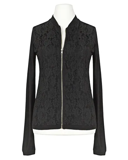 Strickjacke mit Spitze in schwarz von SENES Paris