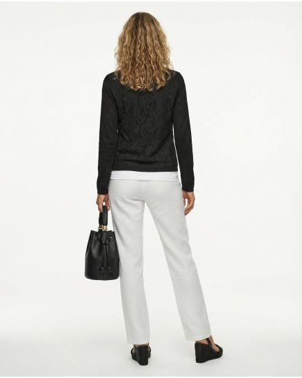 Strickjacke mit Spitze in schwarz von SENES Paris