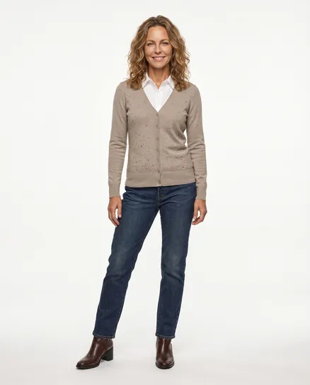 Strickjacke mit Strass in braun von Made in Italy