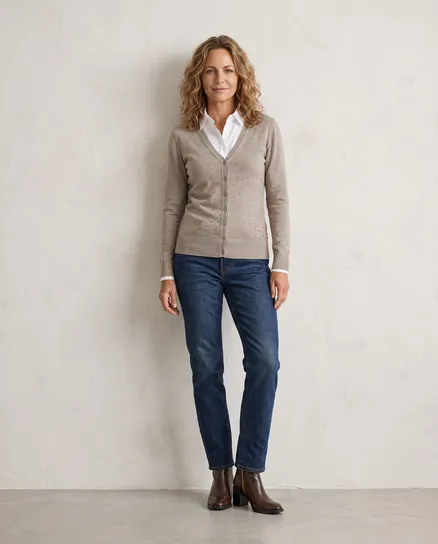 Strickjacke mit Strass in braun von Made in Italy