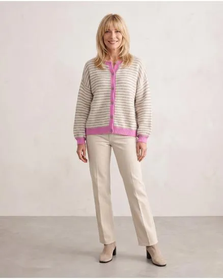 Strickjacke mit Streifen in beige von Selected Touch