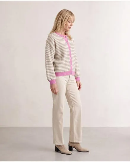 Strickjacke mit Streifen in beige von Selected Touch