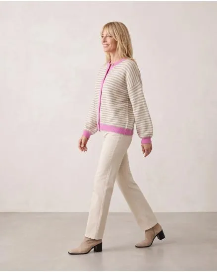 Strickjacke mit Streifen in beige von Selected Touch