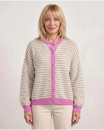Strickjacke mit Streifen in beige von Selected Touch