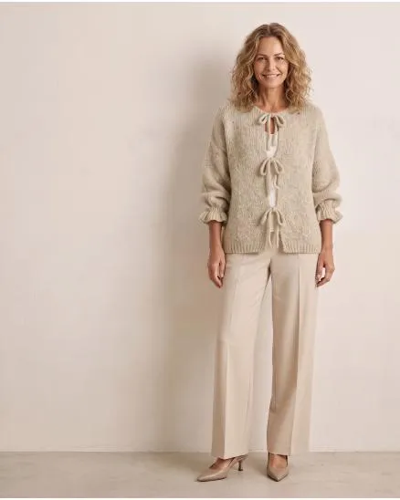 Strickjacke Oversize in taupe von Made in Italy