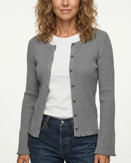 Strickjacke Rippstrick in grau von Esvivid