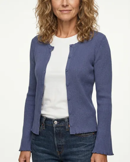 Strickjacke Rippstrick in jeansblau von Esvivid