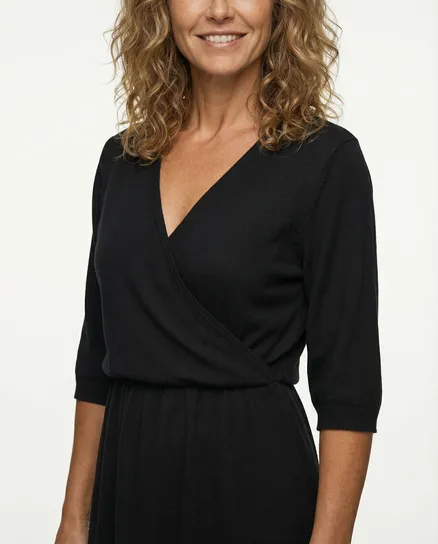 Strickkleid Baumwolle in schwarz von Made in Italy