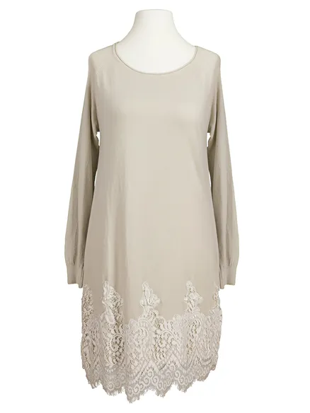 Strickkleid mit Spitze in beige von Spaziodonna