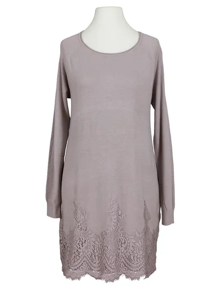 Strickkleid mit Spitze in taupe von Spaziodonna
