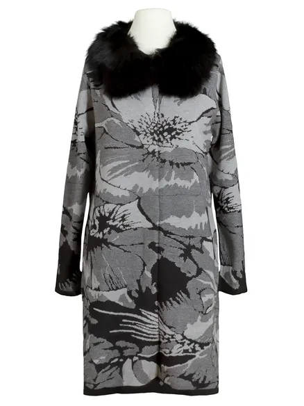 Strickmantel Floral in grau von fashion made in france