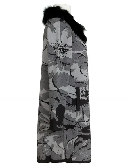 Strickmantel Floral in grau von fashion made in france