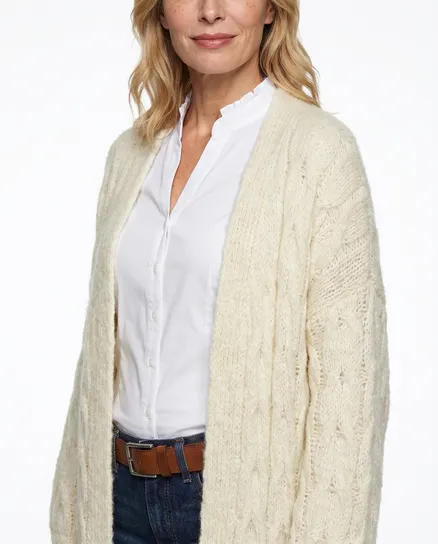 Strickmantel Grobstrick in beige von Made in Italy