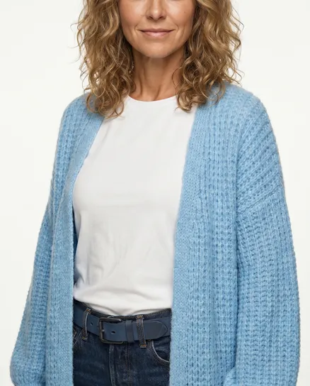 Strickmantel Grobstrick in eisblau von Made in Italy