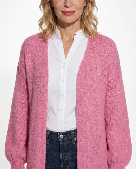 Strickmantel mit Mohair in rosa von Monday Afternoon