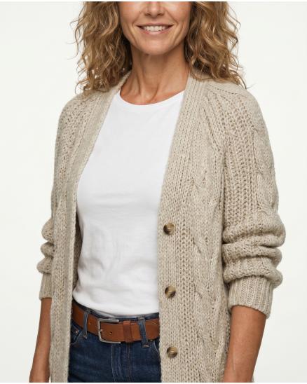 Strickmantel Zopfmuster in beige von Made in Italy