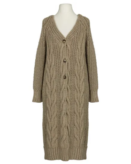 Strickmantel Zopfmuster in camel von Made in Italy