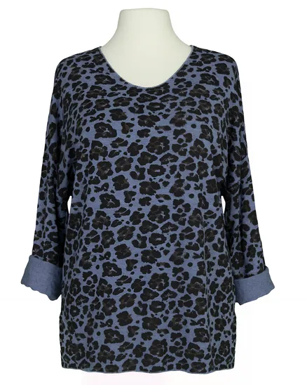 Strickshirt Leo Print in blau von Made in Italy
