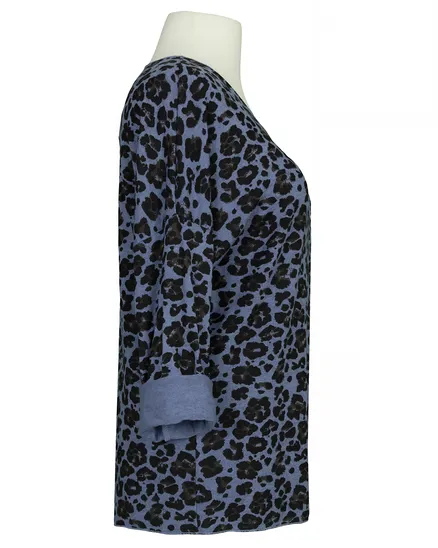 Strickshirt Leo Print in blau von Made in Italy
