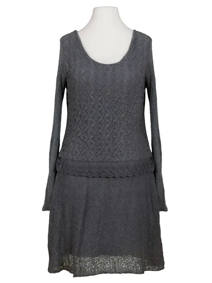 Strickkleid mit Spitze in grau von Diana